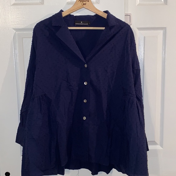 **Last One! Small** Navy Swiss Dot Scarlett Button Down
POMANDER PLACE - Picture 7 of 8